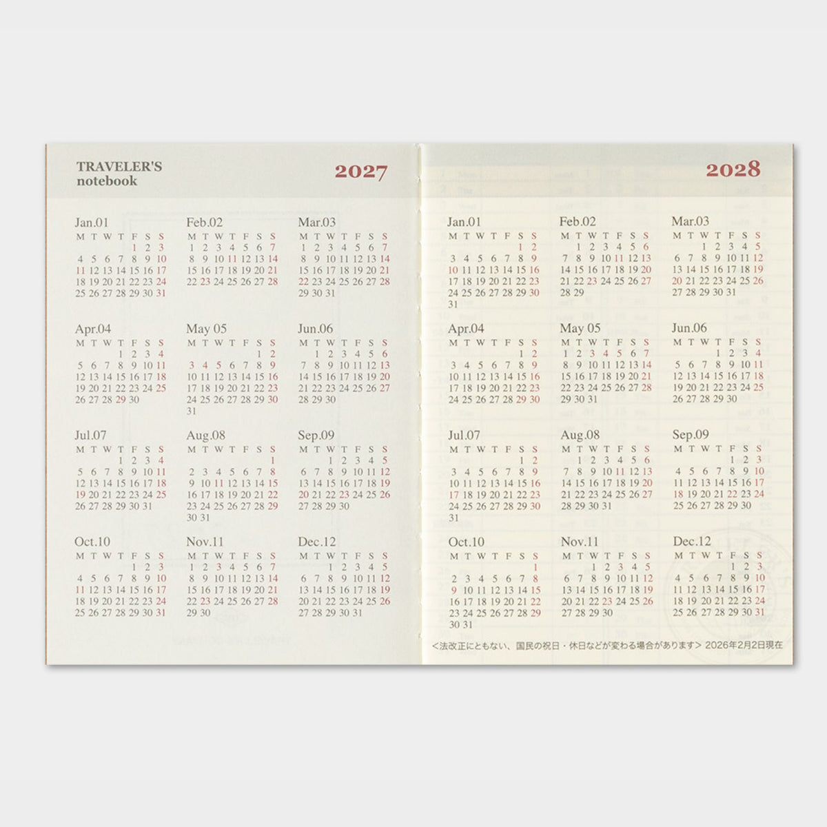2027 TRAVELER'S DIARY PASSPORT SIZE WEEKLY