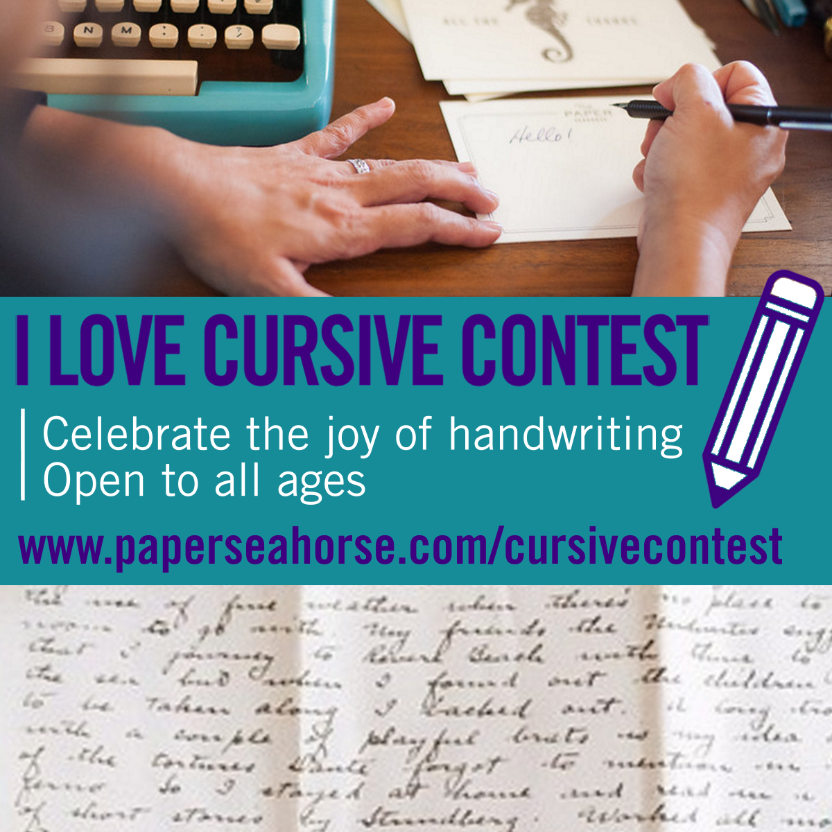 Competition Cursive The Paper Seahorse I Love Cursive Contest