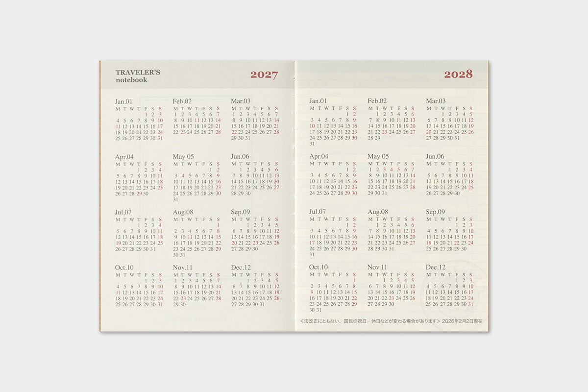2027 TRAVELER'S DIARY MONTHLY