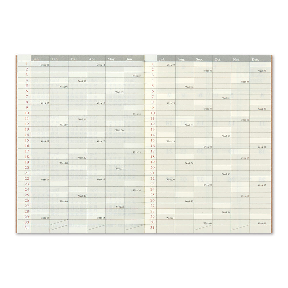 Traveler's Company Japan Midori Traveler's Notebook Refills 2024 TRAVELER'S Notebook Monthly Diary Refill - Passport Size by TRAVELER'S COMPANY