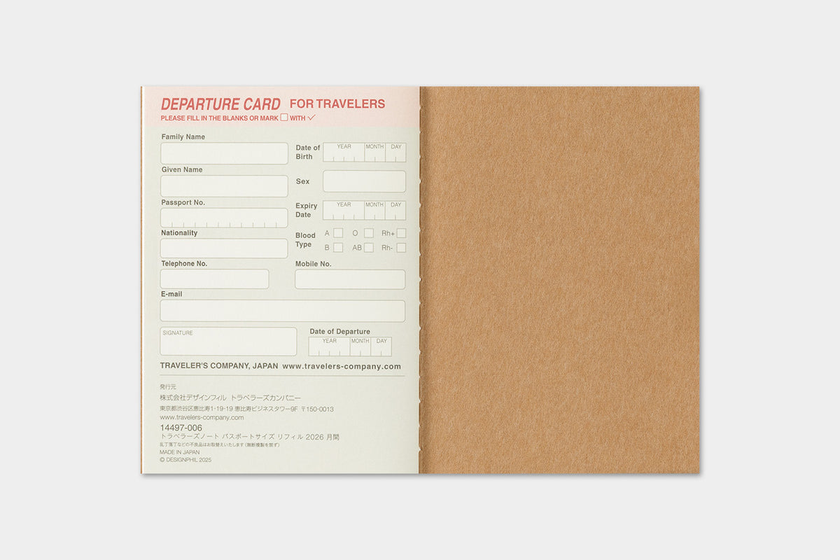 Traveler's Company Japan Midori Traveler's Notebook Refills 2026 TRAVELER'S Notebook Monthly Diary Refill - Passport Size by TRAVELER'S COMPANY