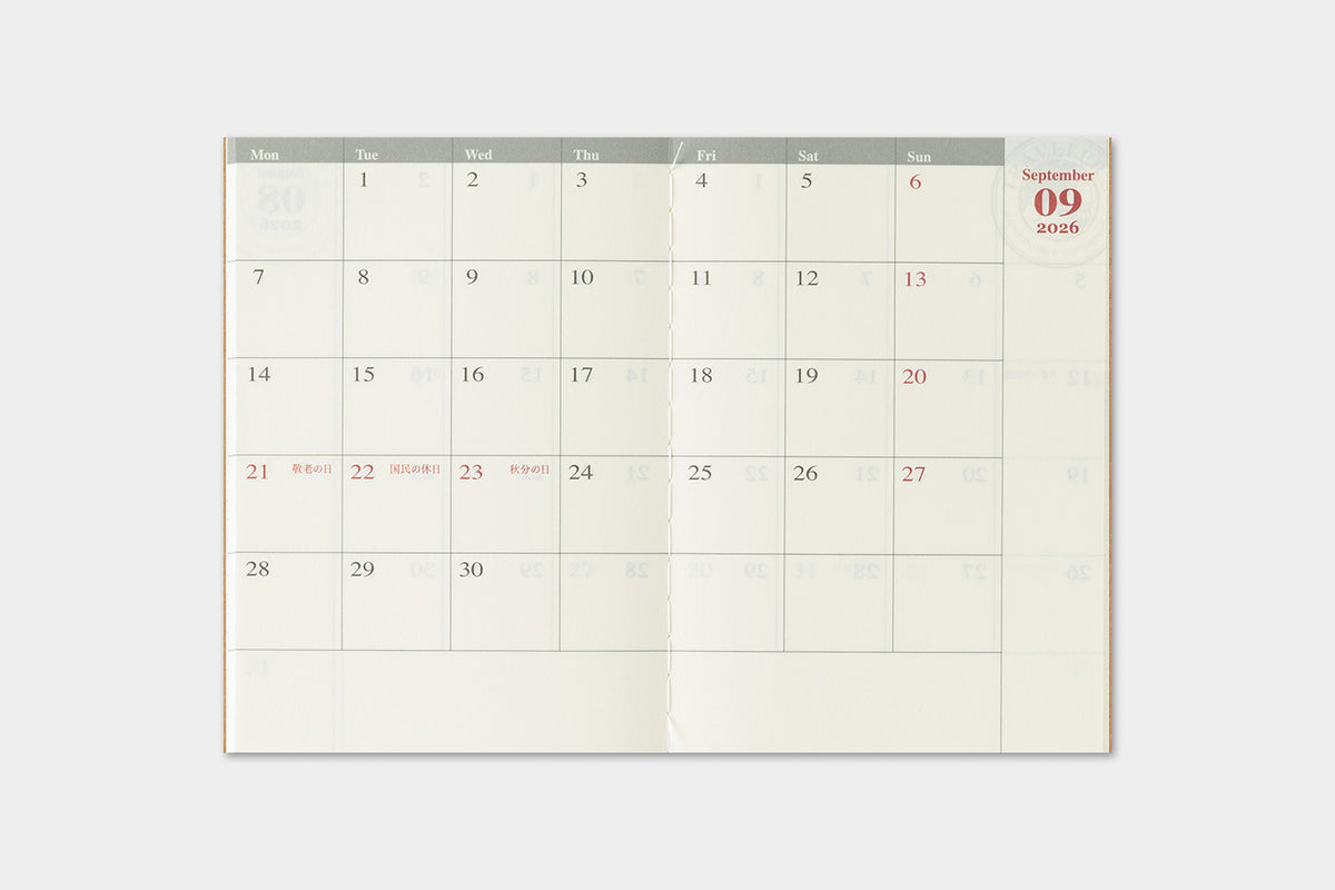 Traveler's Company Japan Midori Traveler's Notebook Refills 2026 TRAVELER'S Notebook Monthly Diary Refill - Passport Size by TRAVELER'S COMPANY