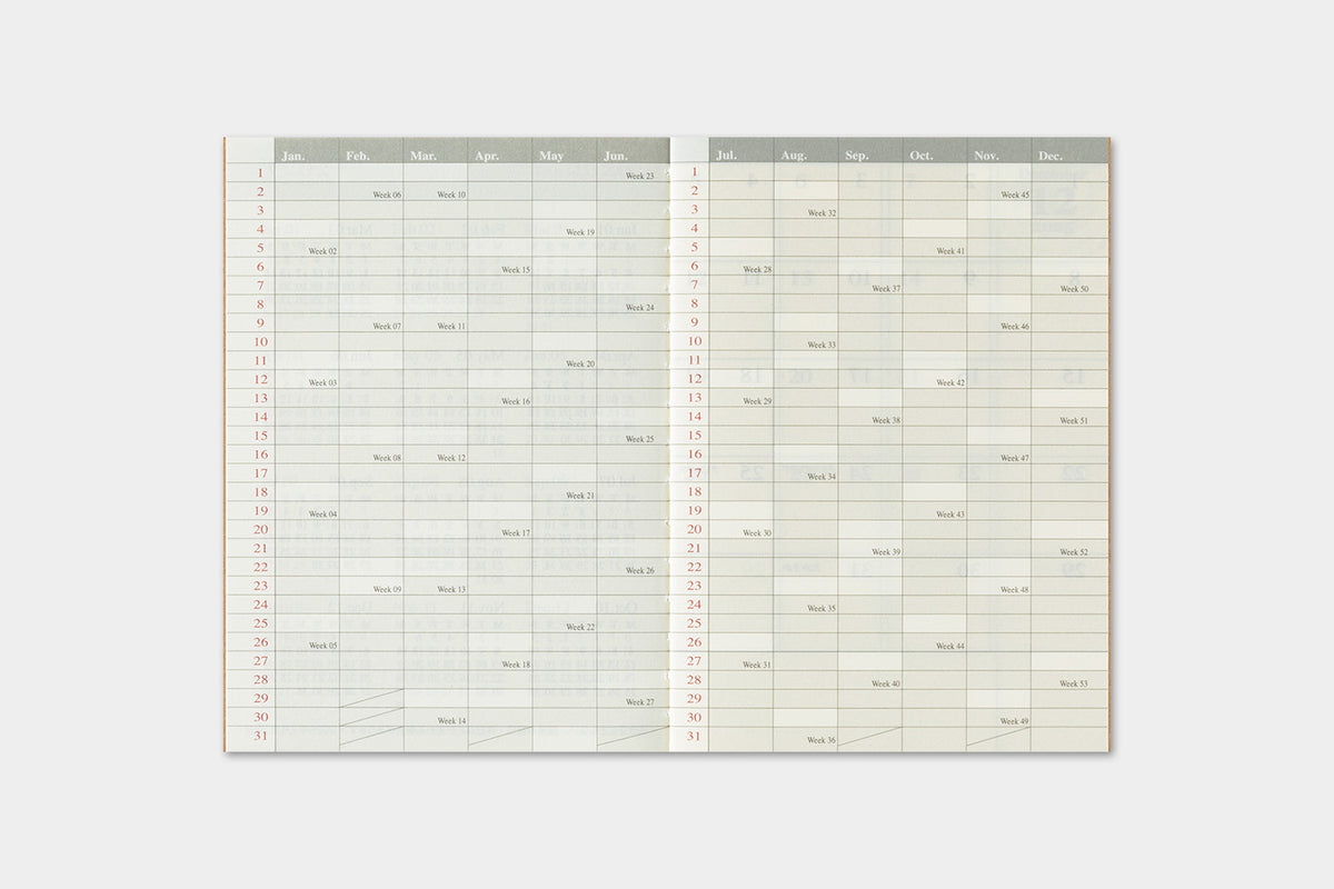 Traveler's Company Japan Midori Traveler's Notebook Refills 2026 TRAVELER'S Notebook Monthly Diary Refill - Passport Size by TRAVELER'S COMPANY