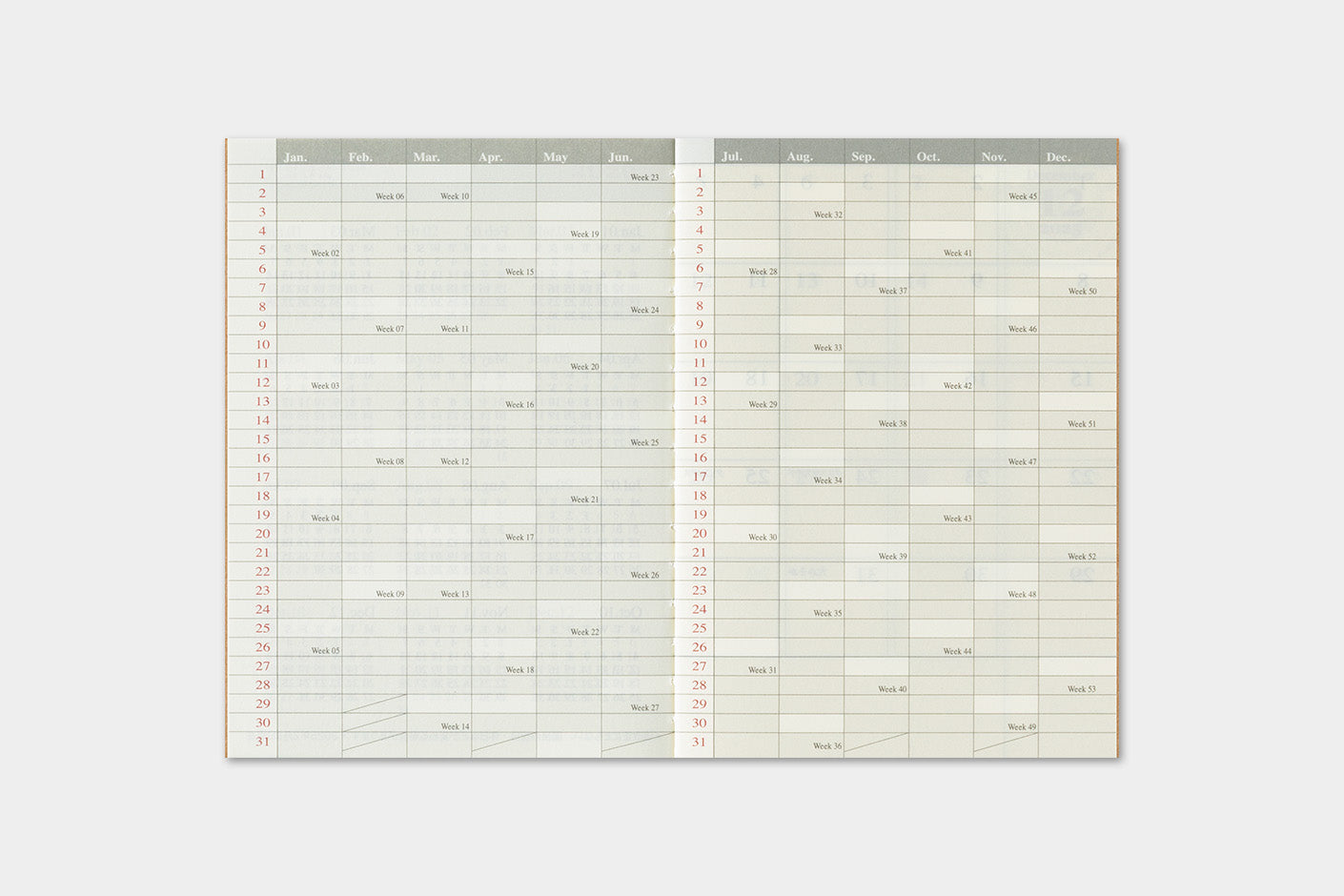 Traveler's Company Japan Midori Traveler's Notebook Refills 2026 TRAVELER'S Notebook Monthly Diary Refill - Passport Size by TRAVELER'S COMPANY