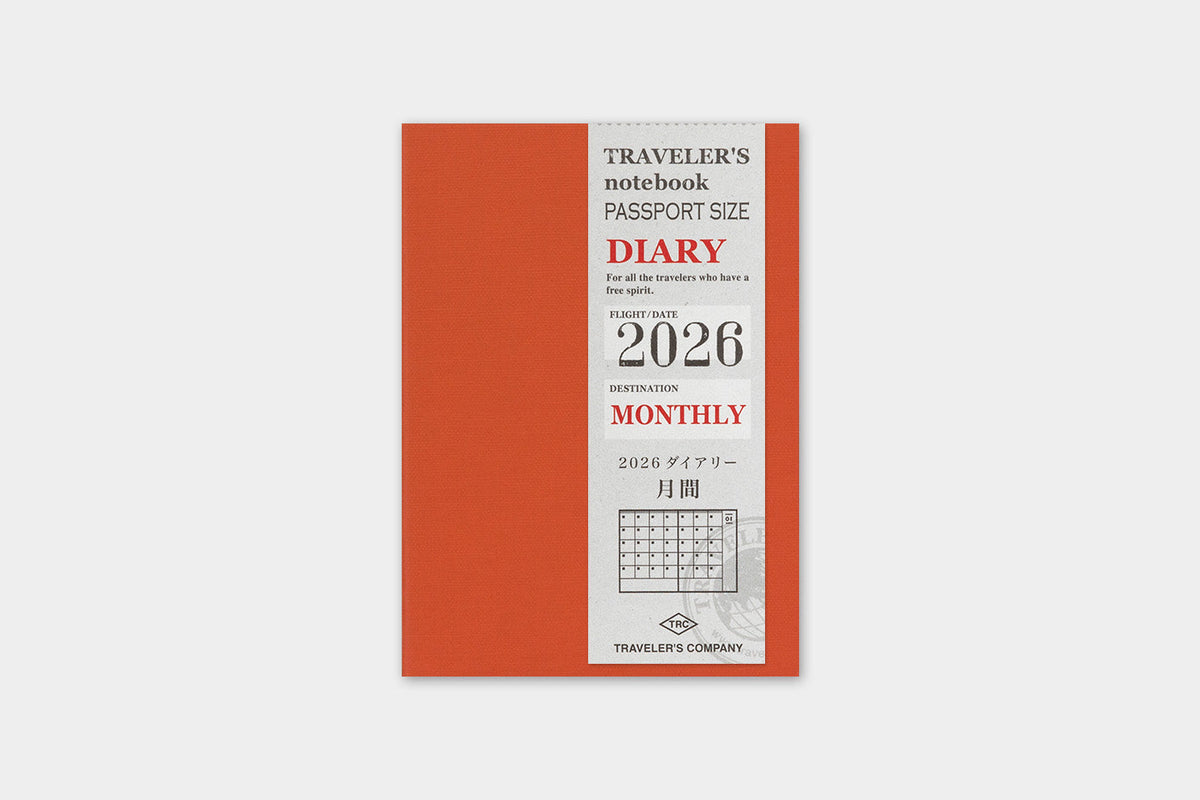 Traveler&#39;s Company Japan Midori Traveler&#39;s Notebook Refills 2026 TRAVELER&#39;S Notebook Monthly Diary Refill - Passport Size by TRAVELER&#39;S COMPANY