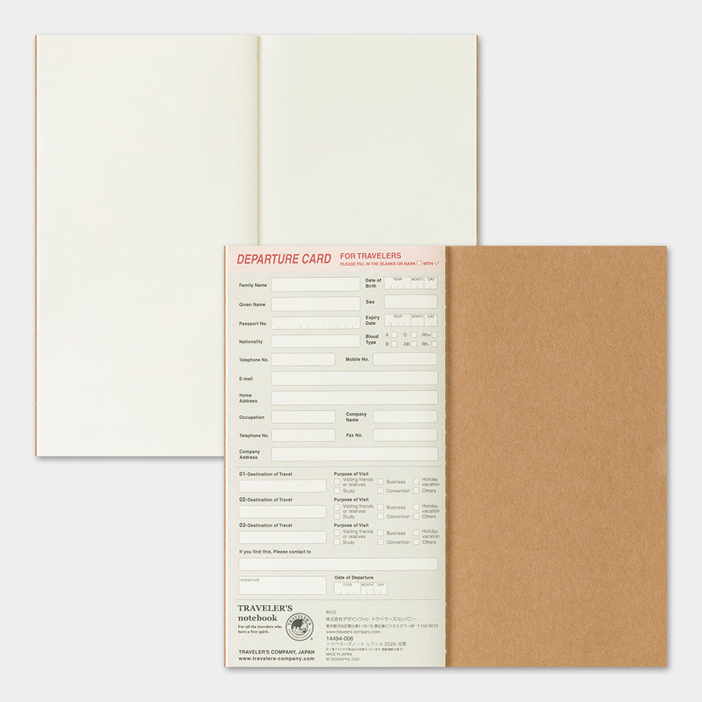 Traveler's Company Japan Midori Traveler's Notebook Refills 2026 TRAVELER'S Notebook Monthly Diary Refill - Regular Size by TRAVELER'S COMPANY