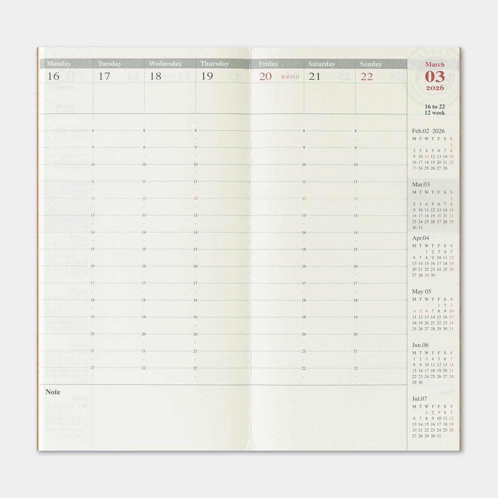 Traveler's Company Japan Midori Traveler's Notebook Refills 2026 TRAVELER'S Notebook Weekly Vertical Diary Refill - Regular Size by TRAVELER'S COMPANY