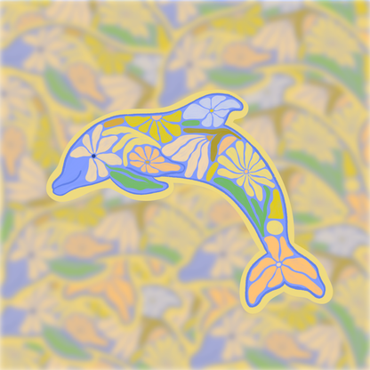 Floral Dolphin - Vinyl Sticker