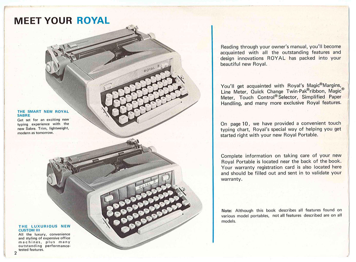 1968 Royal Sabre Portable Typewriter in Mist Green