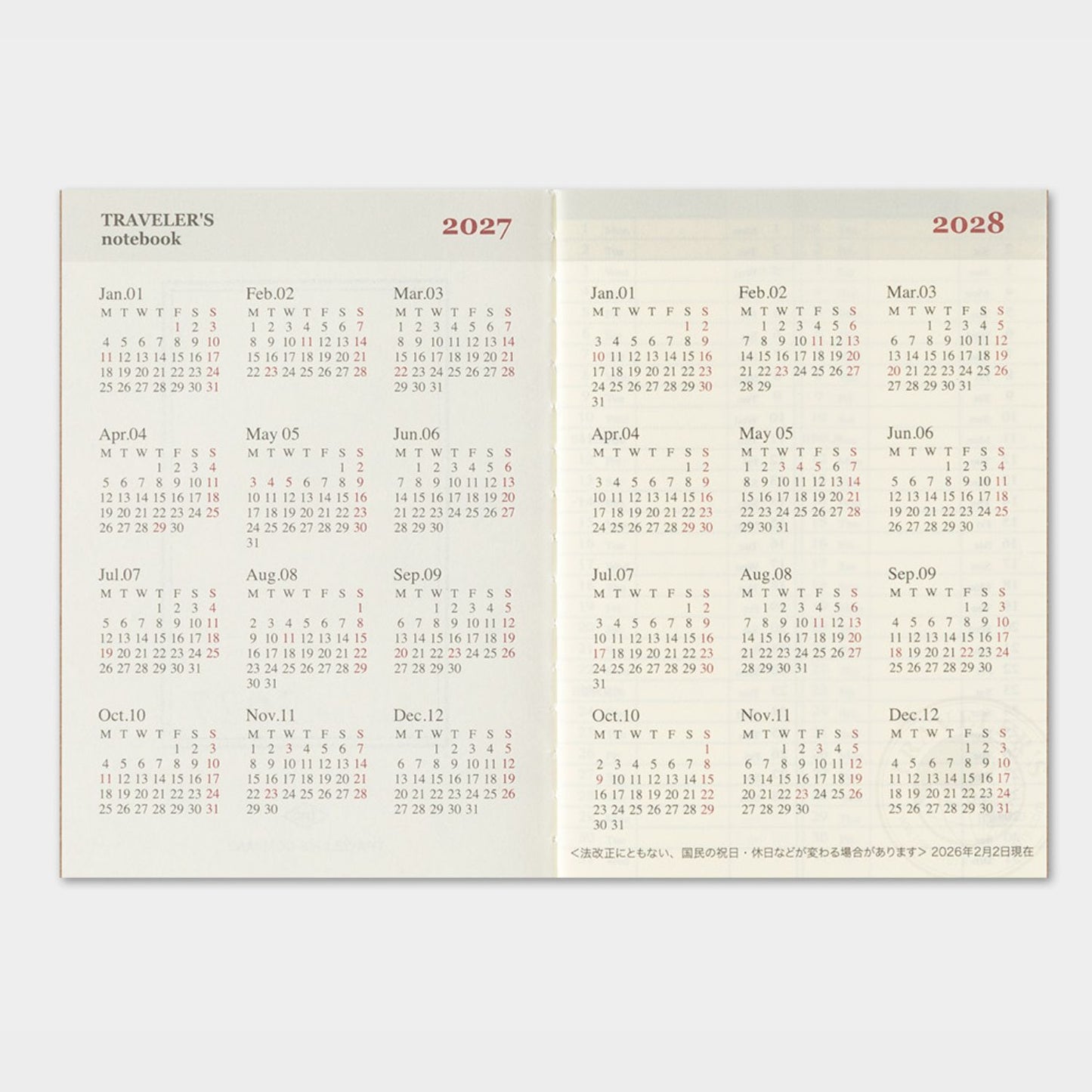 2027 TRAVELER'S DIARY PASSPORT SIZE WEEKLY