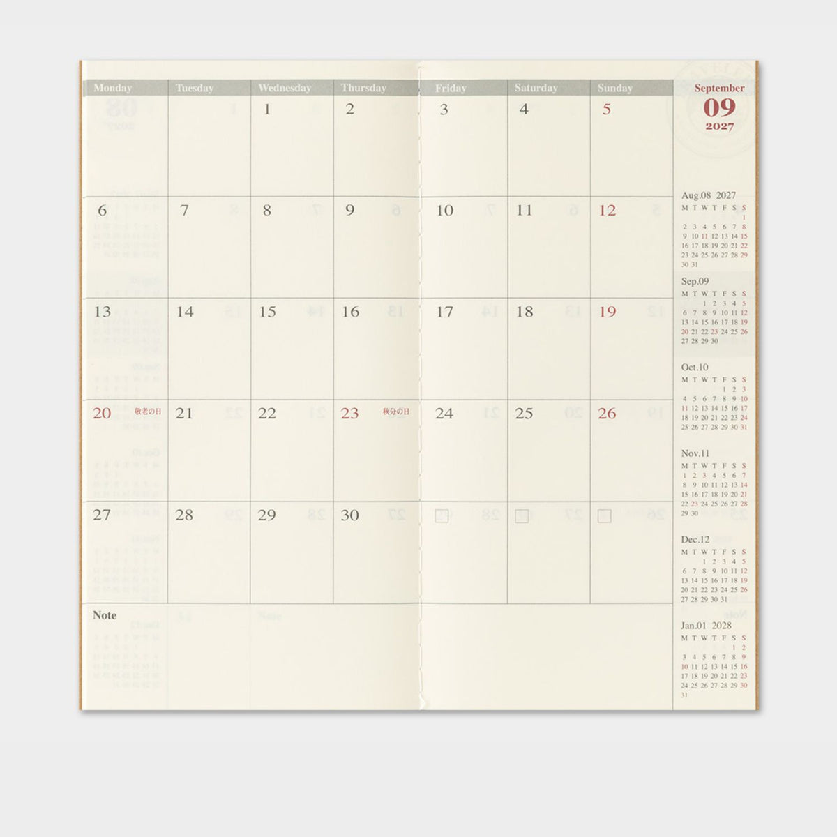 2027 TRAVELER'S DIARY WEEKLY and MEMO