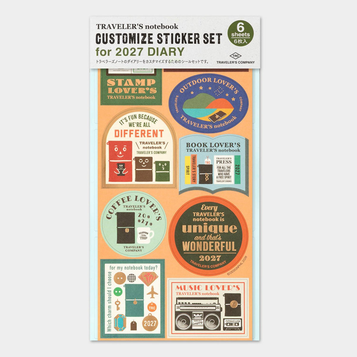 2027 TRAVELER'S DIARY CUSTOMIZED STICKER SET