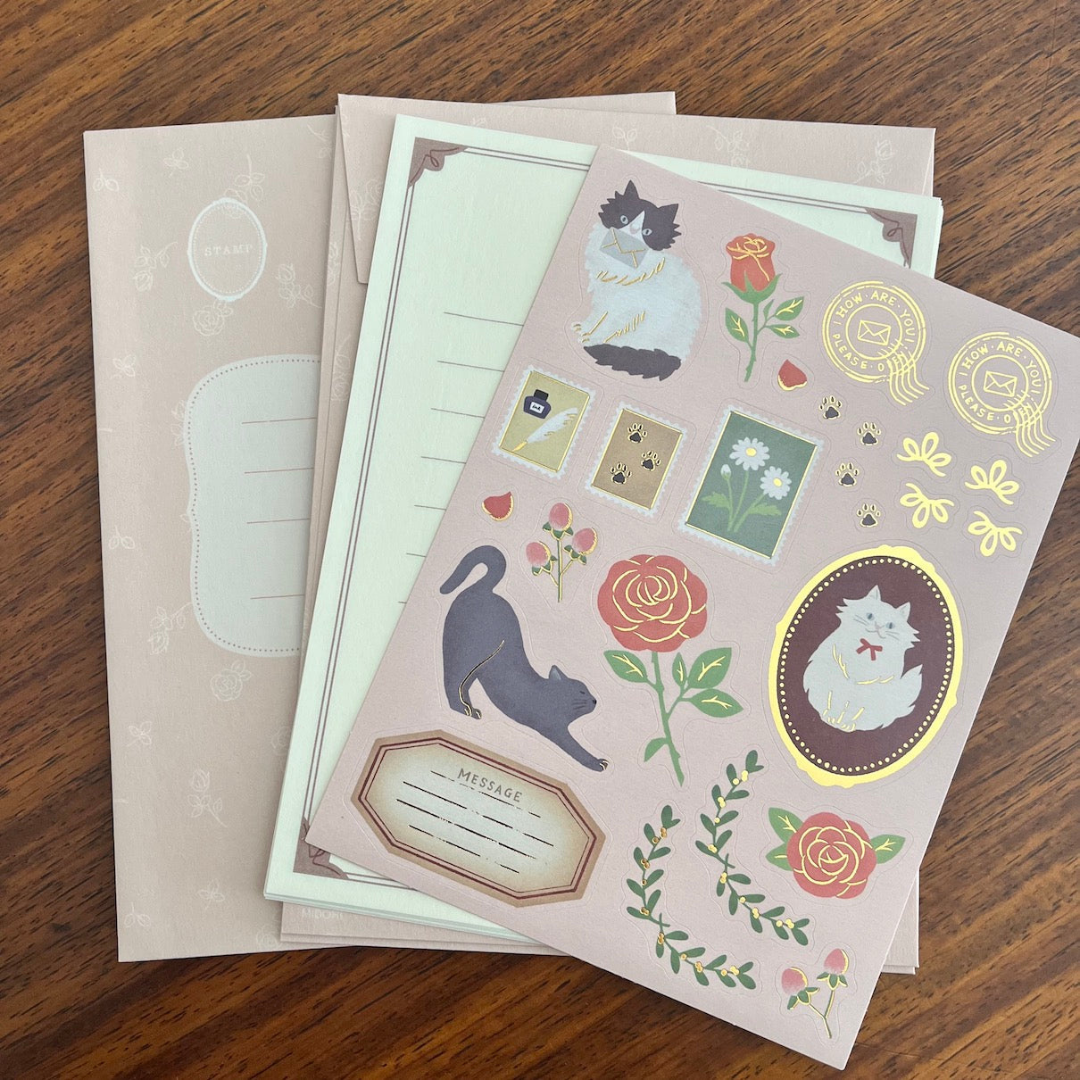 Midori Stationery Cat Collage Letter Writing Set