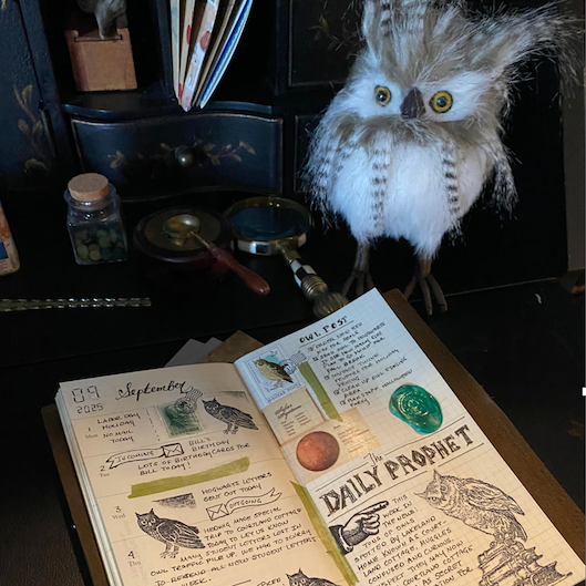 The Paper Seahorse Class October 25th 2025 Saturday 2 - 4p Cozy Creative Journaling: Owl Post Edition