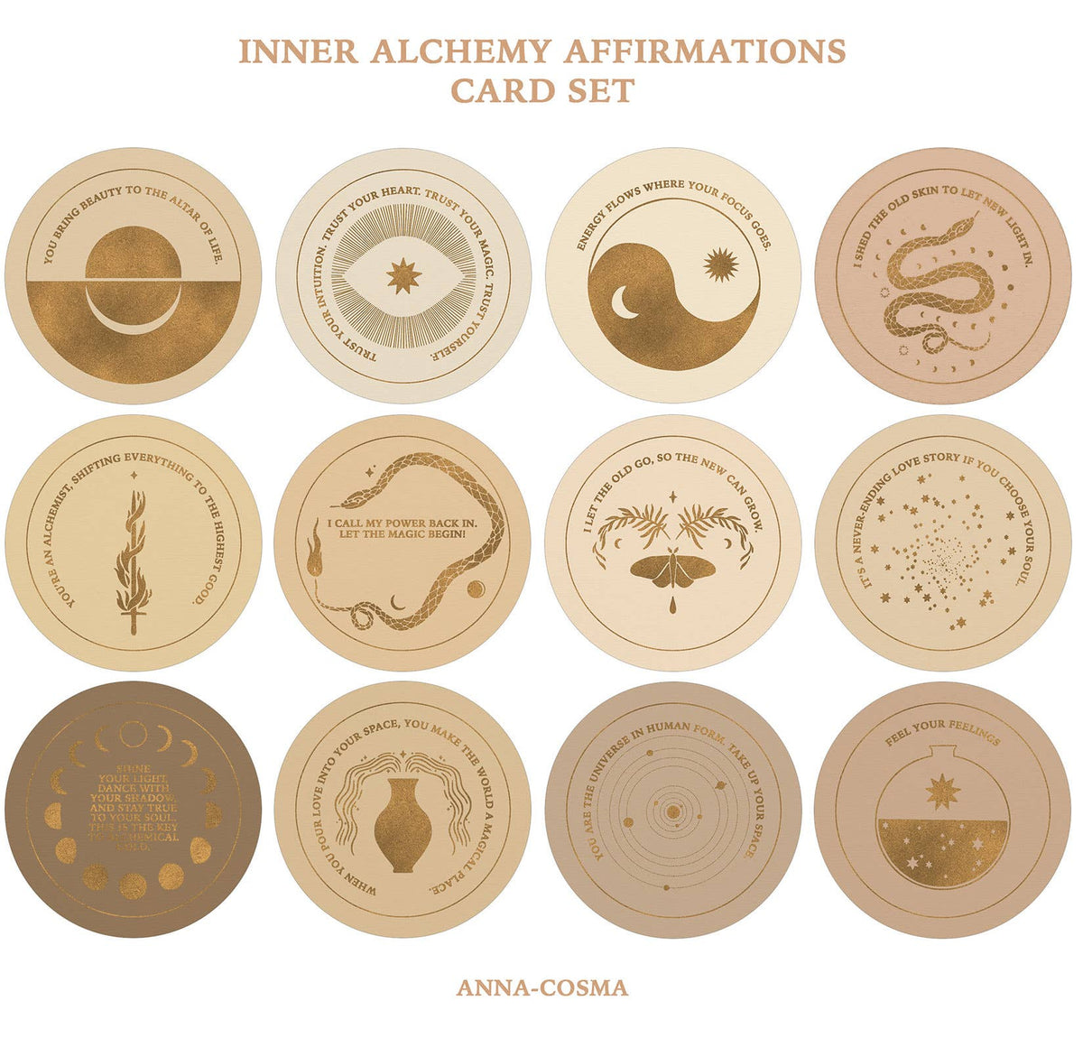 Anna Cosma INNER ALCHEMY AFFIRMATIONS - CARD SET - DECK - GOLD EDITION