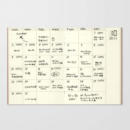 Traveler's Company Japan Midori Traveler's Notebook Refills 006 Traveler's Notebook Passport  - Refill - Monthly Planner Diary Notebook