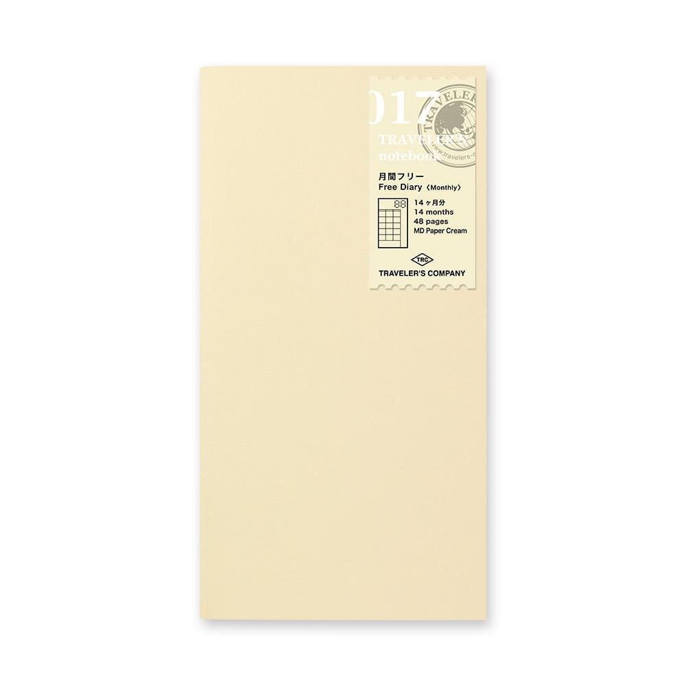 Traveler's Company Japan Midori Traveler's Notebook Refills 017 Traveler's Notebook Regular - Refill - Monthly Planner Diary Notebook