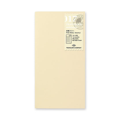 Traveler's Company Japan Midori Traveler's Notebook Refills 017 Traveler's Notebook Regular - Refill - Monthly Planner Diary Notebook