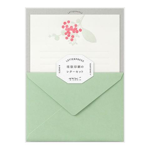 Midori Stationery Letterpress Letter Set - Bouquet Red