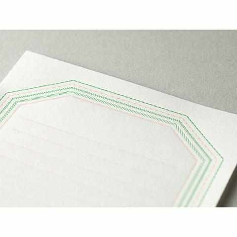 Midori Stationery Letterpress Letter Set - Frame Design with Pink Envelope