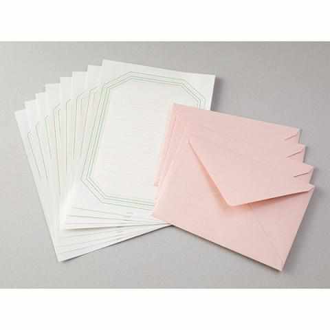 Midori Stationery Letterpress Letter Set - Frame Design with Pink Envelope