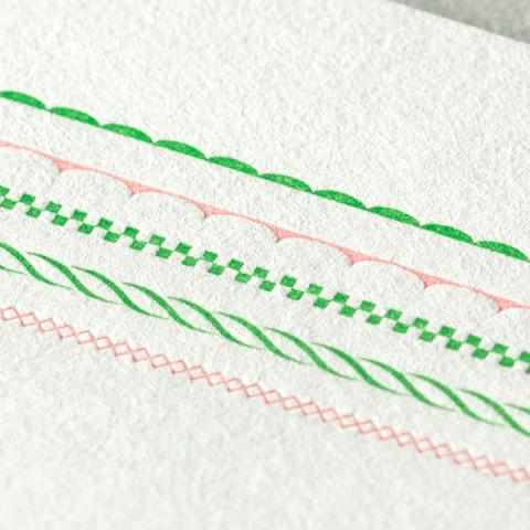 Midori Stationery Letterpress Letter Set - Frame Design with Pink Envelope