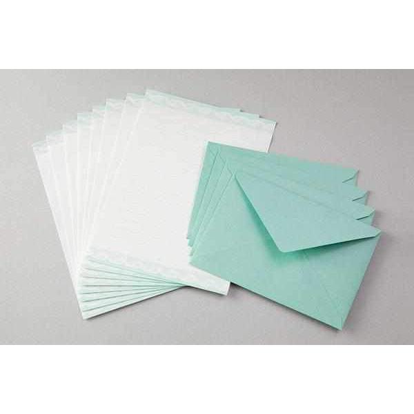 Midori Stationery Letterpress Letter Set - Lace Teal