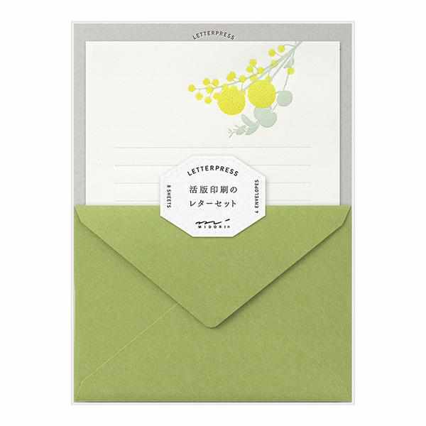 Midori Stationery Letterpress Letter Set - Yellow Bouquet