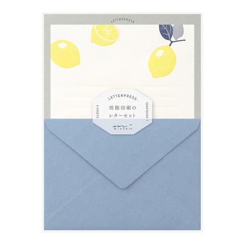 Midori Stationery Letterpress Letter Writing Set - Lemon