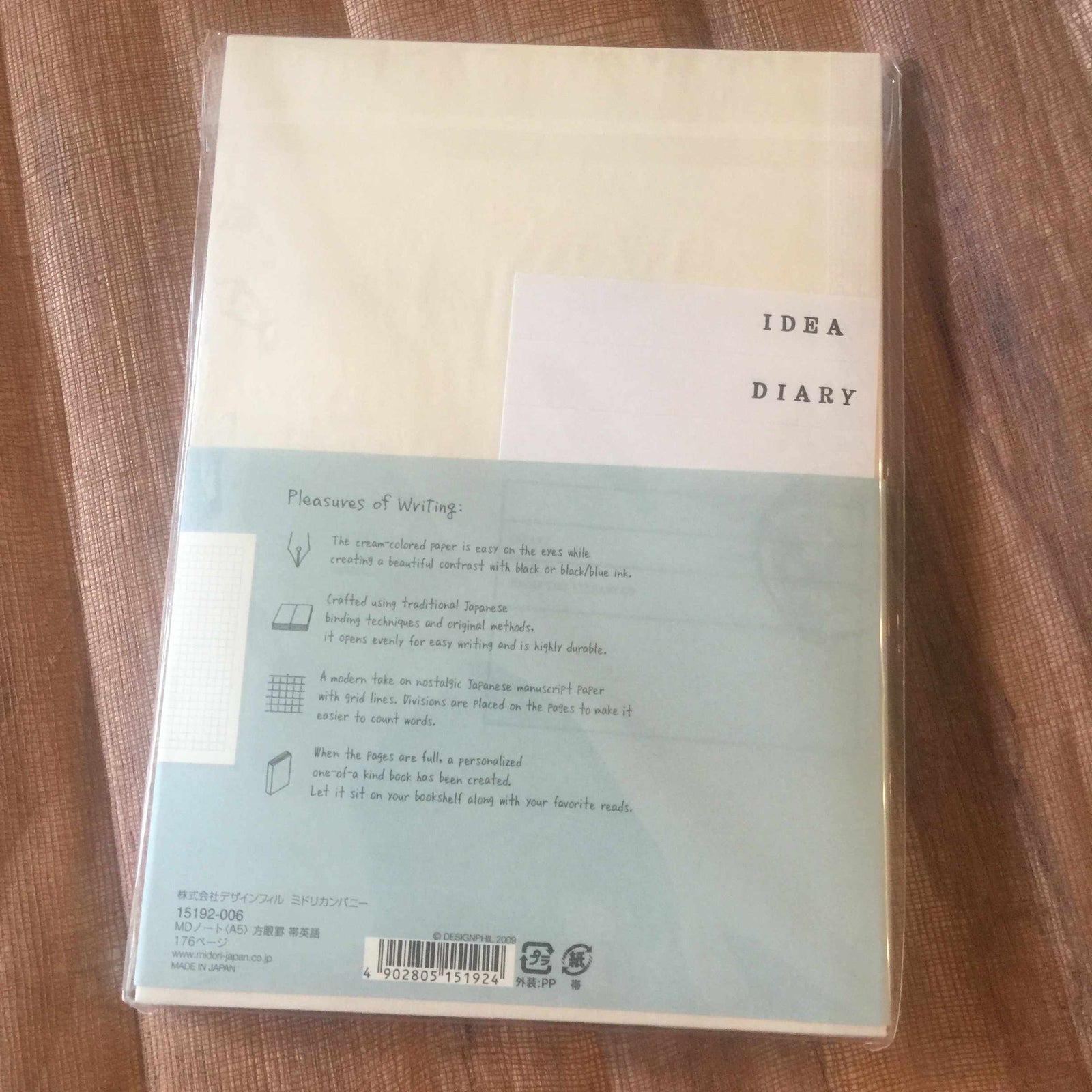 Midori Notebook MD Paper Notebook: Idea Diary - A5 English Caption