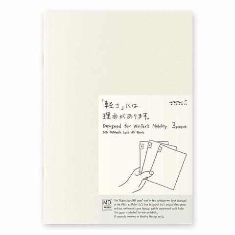 Midori Notebook MD Paper Notebook Light - A5 Blank - Set of 3