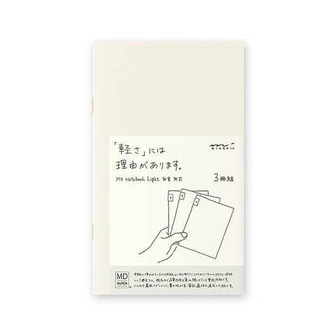 Midori Notebook MD Paper Notebook Light - B6 Slim Blank - Set of 3