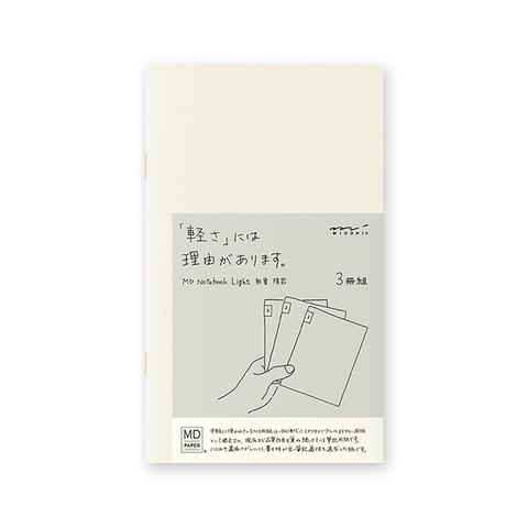 Midori Notebook MD Paper Notebook Light - B6 Slim Ruled - Set of 3