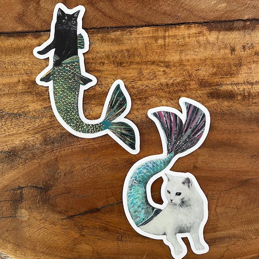 Pergamo Paper Goods sticker White Mermaid Cat Paper Seahorse Tropical Themed Stickers: Pergamo Paper Goods