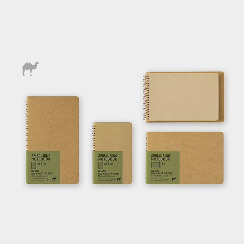 Traveler&#39;s Company Japan Notebook Traveler&#39;s Company Spiral Ring Notebook - Blank DW Kraft Paper (Camel)