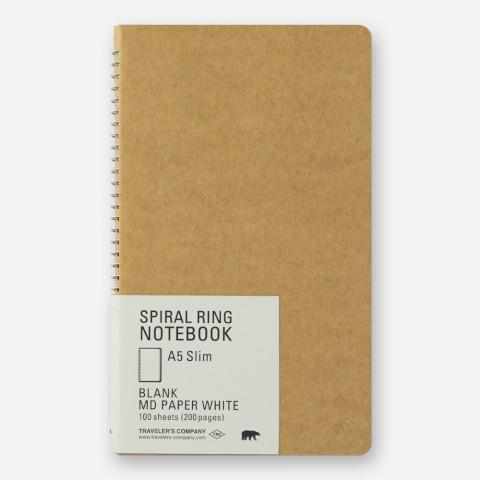 Traveler's Company Japan Notebook A5 Slim Traveler's Company Spiral Ring Notebook - Blank MD Paper White (Bear)