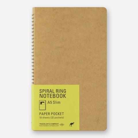 Traveler's Company Japan Notebook A5 Slim Traveler's Company Spiral Ring Notebook - Paper Pocket (Kangaroo)