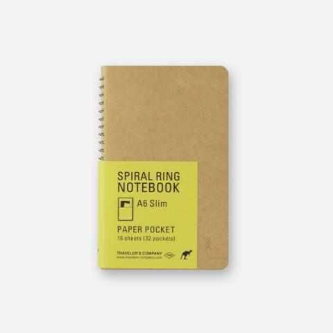 Traveler's Company Japan Notebook A6 Slim Traveler's Company Spiral Ring Notebook - Paper Pocket (Kangaroo)